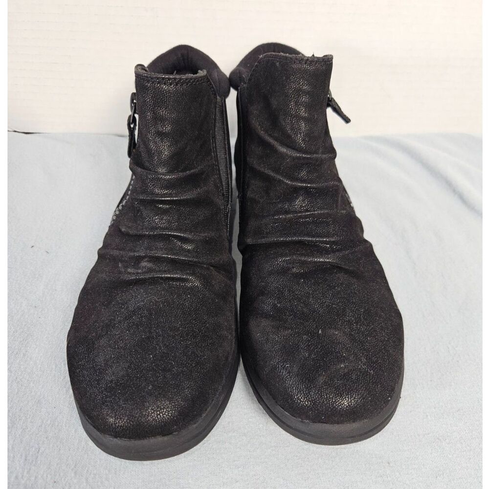 Clarks Cloudsteppers Black Textured Ruched Side Zip Ankle Booties Size 9 M